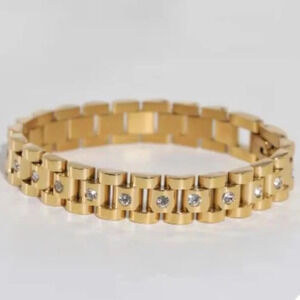 Aesthetic Slake Link Crystal 18K Gold Stainless Steel Waterproof  Bracelet
